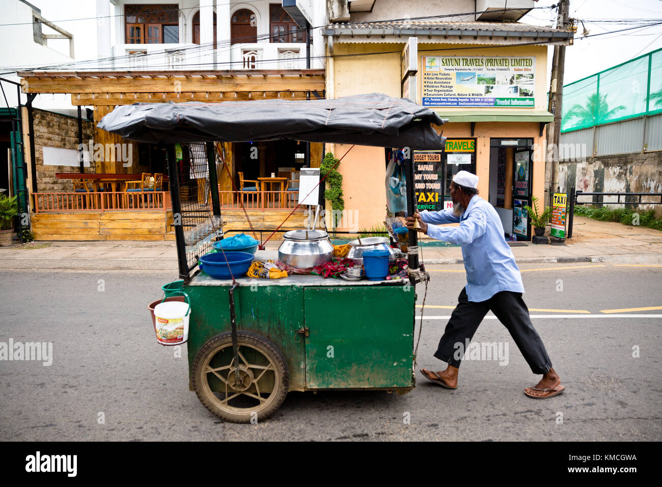 Essen Verkäufer in Negombo, Sri Lanka Stockfoto