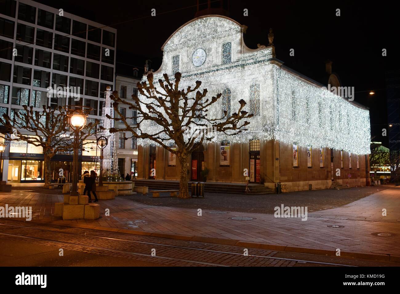 Leuchtende Kathedrale in der 4. Ausgabe, Genf lux Festival, Schweiz Stockfoto