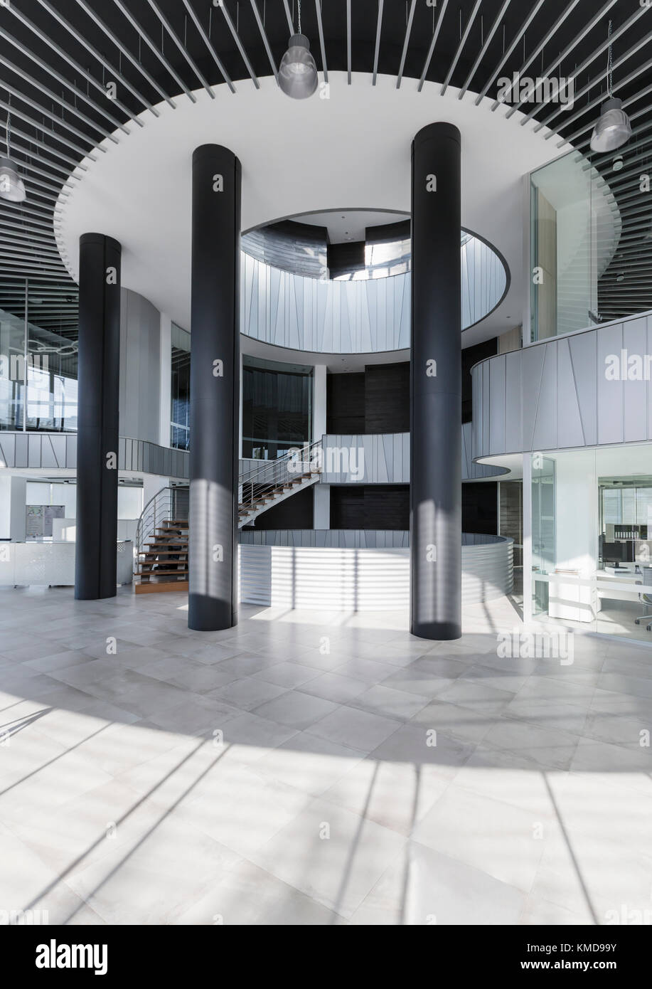 Architektonische, moderne Bürolobby Stockfoto