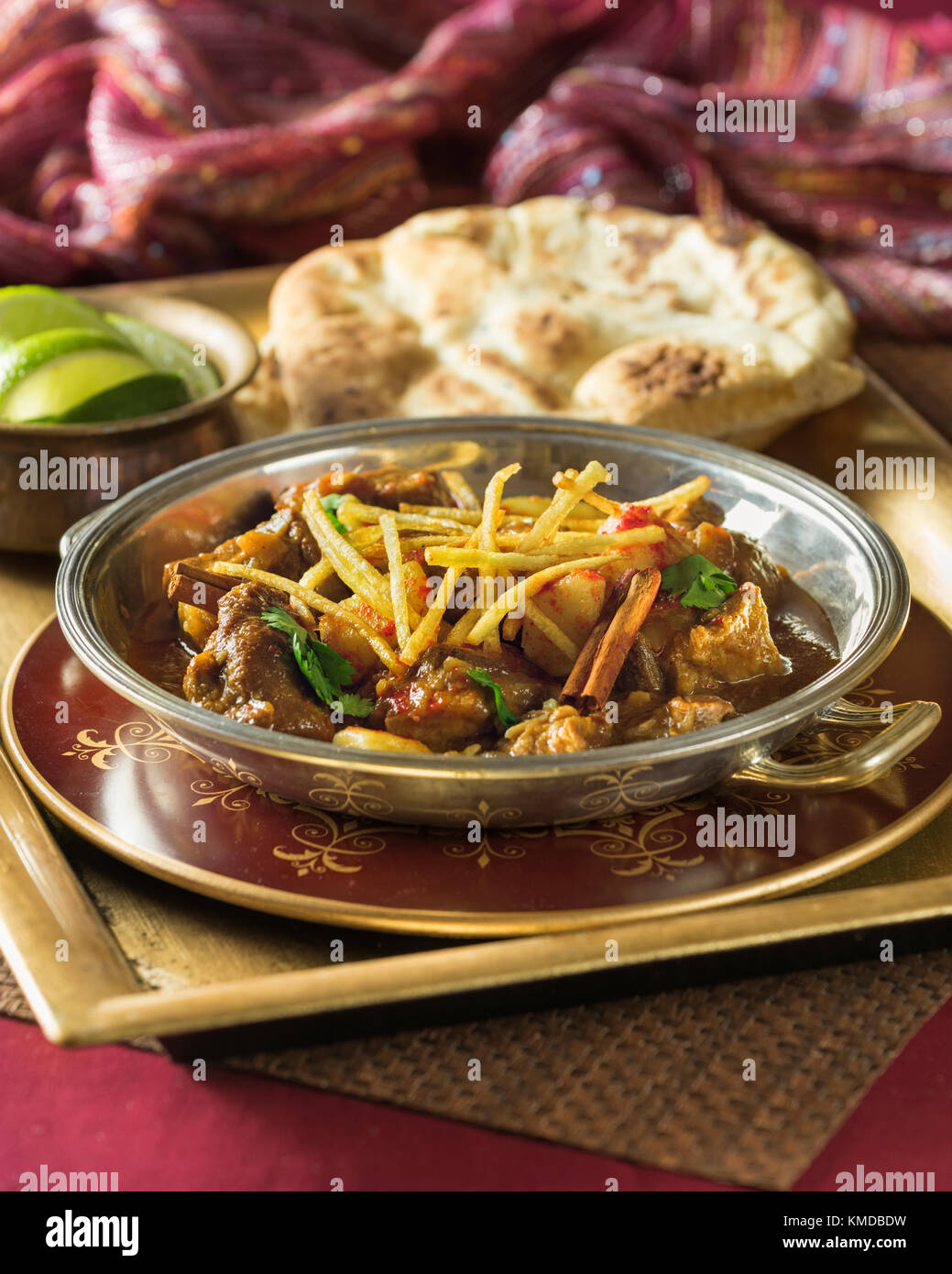 Die indische Eisenbahn mutton Curry. Indien Essen Stockfoto