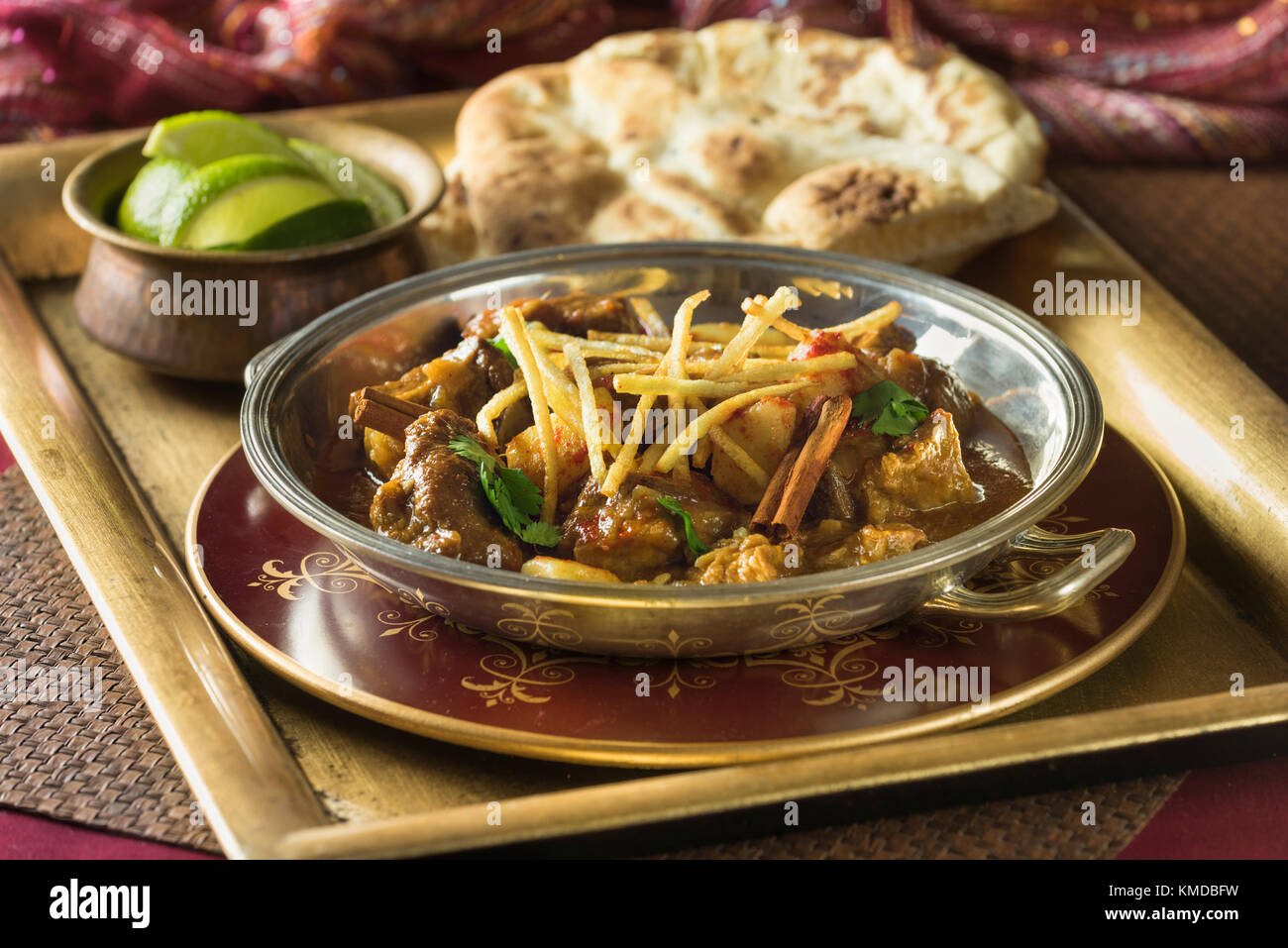 Die indische Eisenbahn mutton Curry. Indien Essen Stockfoto