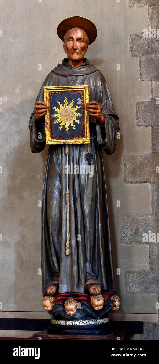 St. Bernardino von Siena von Lorenzo di Pietro 1412-1480 Nationalmuseum Bargello, das Bargello, Palazzo del Bargello, Florenz, Italien. Stockfoto