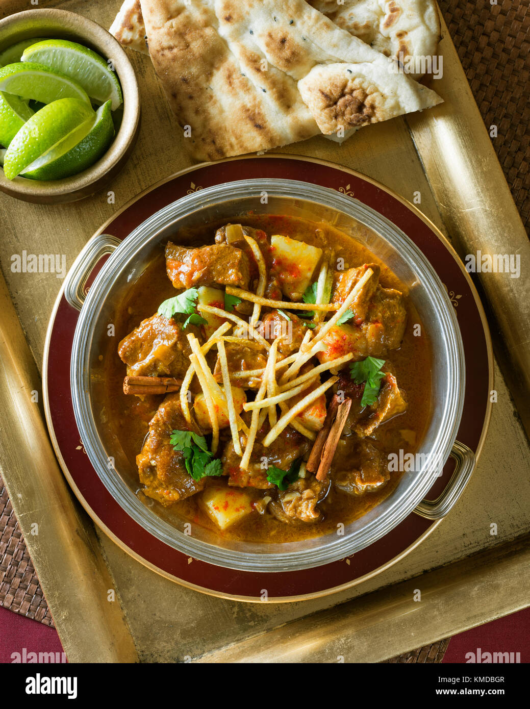Die indische Eisenbahn mutton Curry. Indien Essen Stockfoto