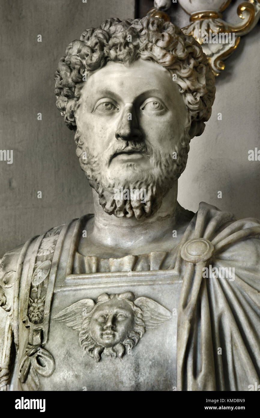 Mark Aurel (Marcus Aurelius Antoninus Augustus) war Römischer Kaiser von 161 bis 180. Italien Stockfoto