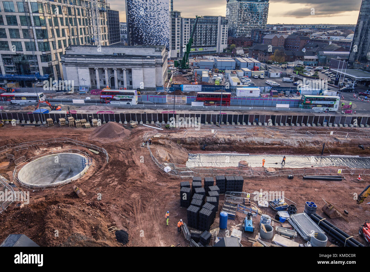 Birmingham, Großbritannien - 01 Dezember, 2017: Stadtzentrum im Bau. Paradies Projekt in Bearbeitung Stockfoto