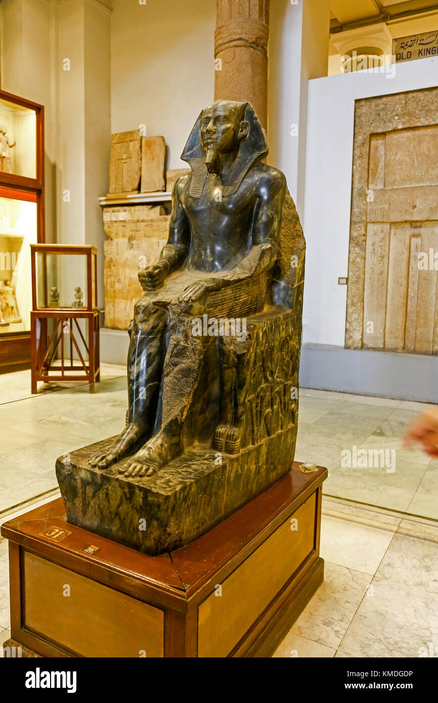 Ein diorit Statue des Königs Chephren im Ägyptischen Museum, Kairo, Ägypten, Nordafrika Stockfoto