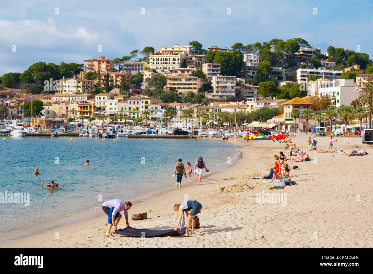 Platja de Port de Soller, Beach, Port de Soller, Mallorca, Balearen, Spanien Stockfoto