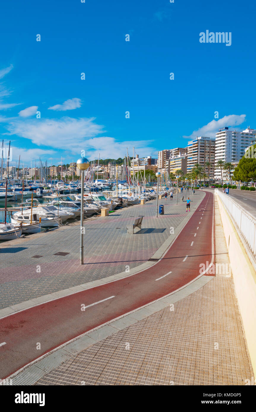 Radfahren Lane, Paseo Maritimo, Passeig Maritim, Avinguda de Gabriel Roca, Palma, Mallorca, Balearen, Spanien Stockfoto