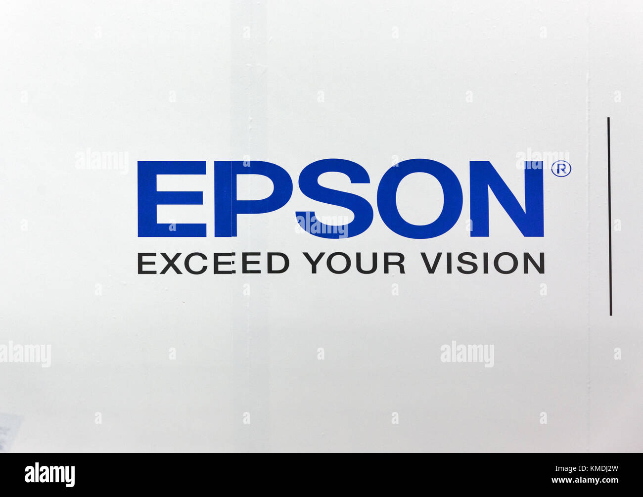 Kiew, Ukraine - Oktober 07, 2017: Epson-Logo, japanische Unternehmen, einer  der weltweit größten Hersteller von Computer Drucker stand bei Cee 2017  Stockfotografie - Alamy