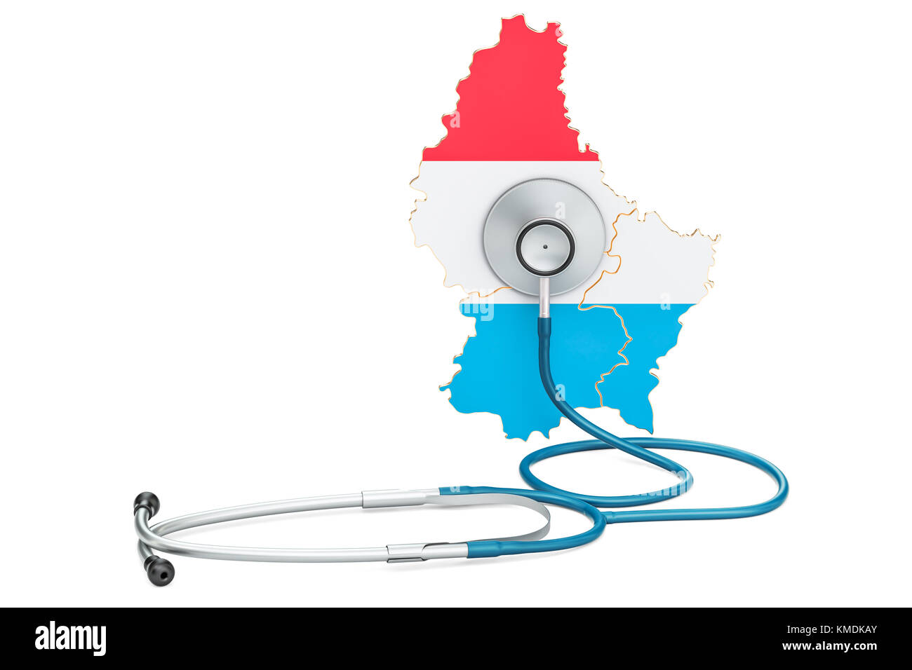 Luxemburg Karte mit Stethoskop, national Health Care Concept, 3D-Rendering Stockfoto