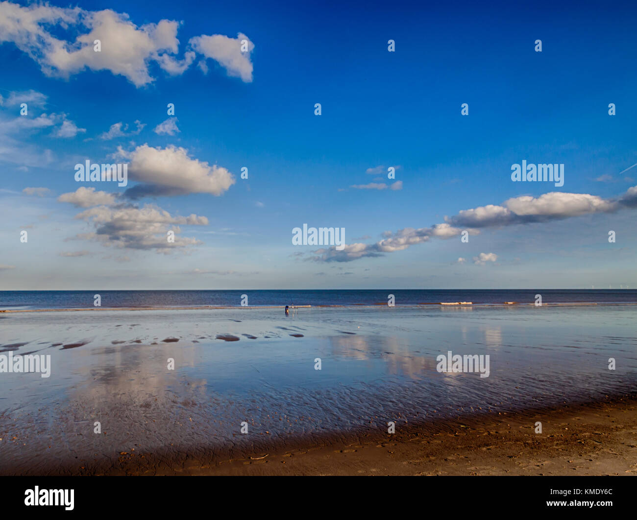 Fischer am Strand von Mablethorpe, England, Oktober 2017 Stockfoto