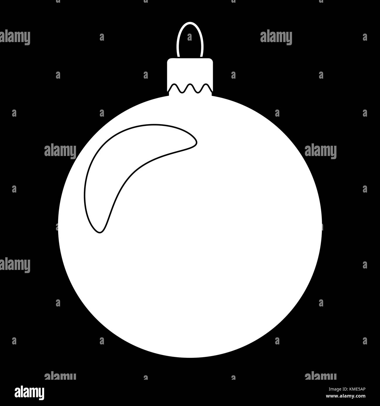 Einfache Christbaumkugel Outline für Weihnachtsbaum auf schwarzem Hintergrund Stock Vektor