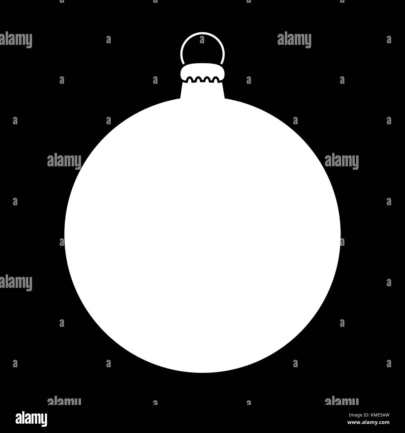 Einfache Christbaumkugel Outline für Weihnachtsbaum auf schwarzem Hintergrund Stock Vektor