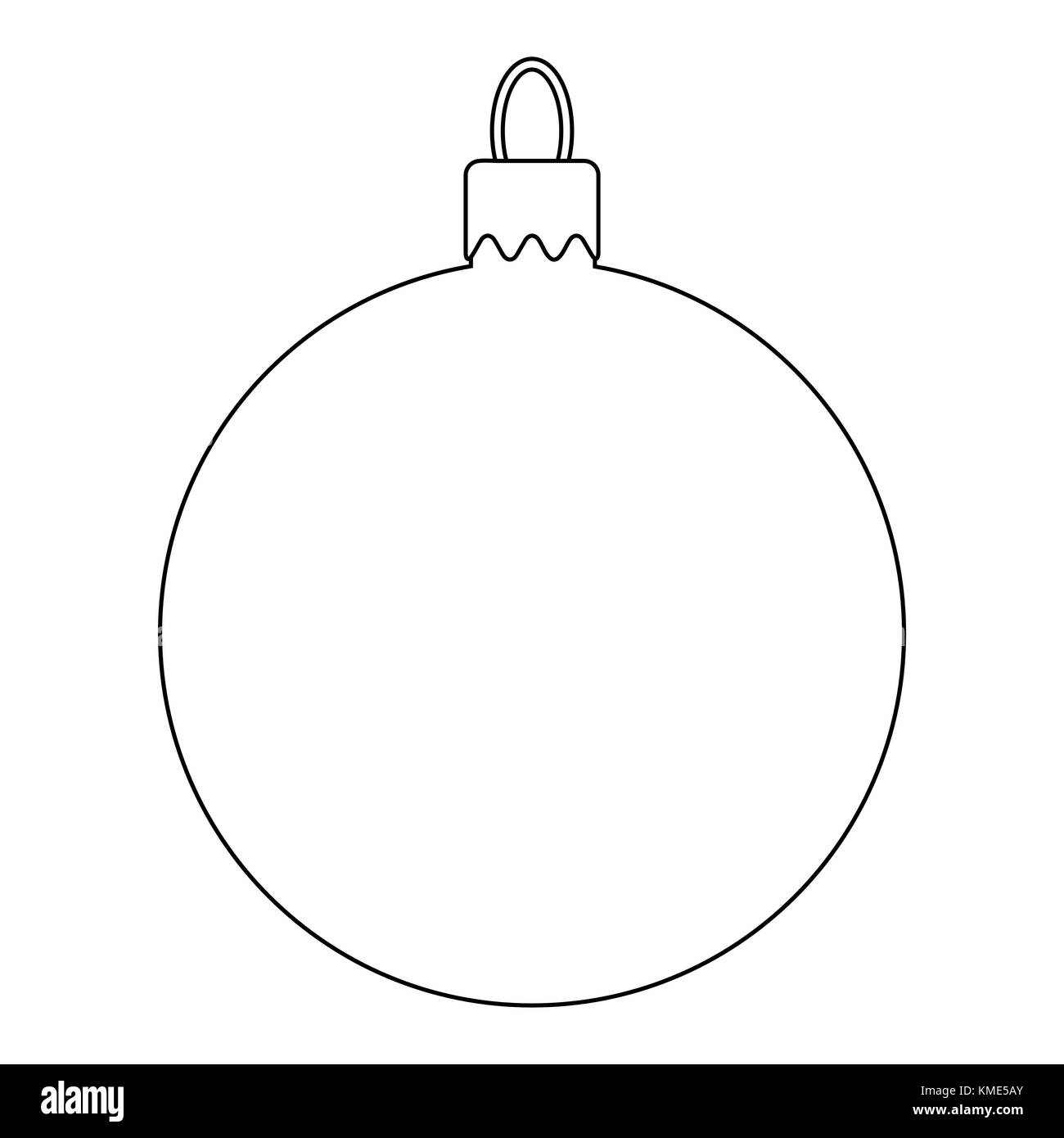 Einfache Christbaumkugel Outline für Weihnachtsbaum auf weißem Hintergrund Stock Vektor