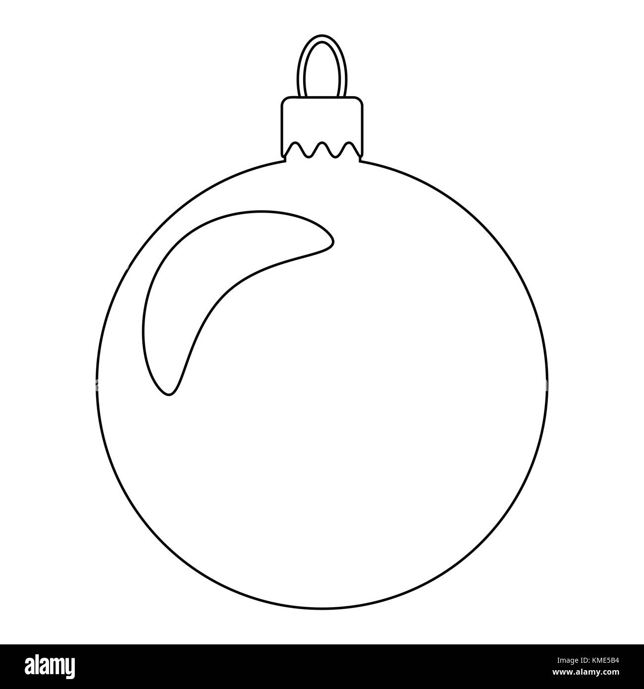 Einfache Christbaumkugel Outline für Weihnachtsbaum auf weißem Hintergrund Stock Vektor