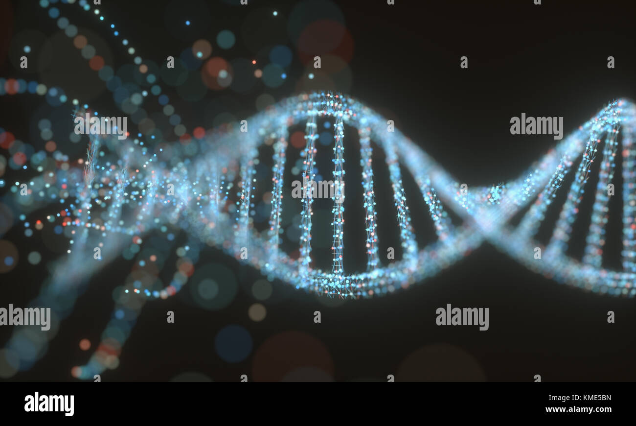 3D-Darstellung. Bunte DNA-Molekül. Konzept Bild einer Struktur des genetischen Codes. Stockfoto
