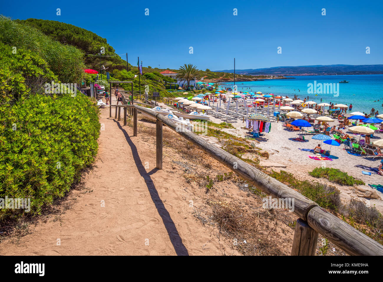 Spiaggia delle Bombarde Beach in der Nähe von Alghero, Sardinien, Italien. Stockfoto