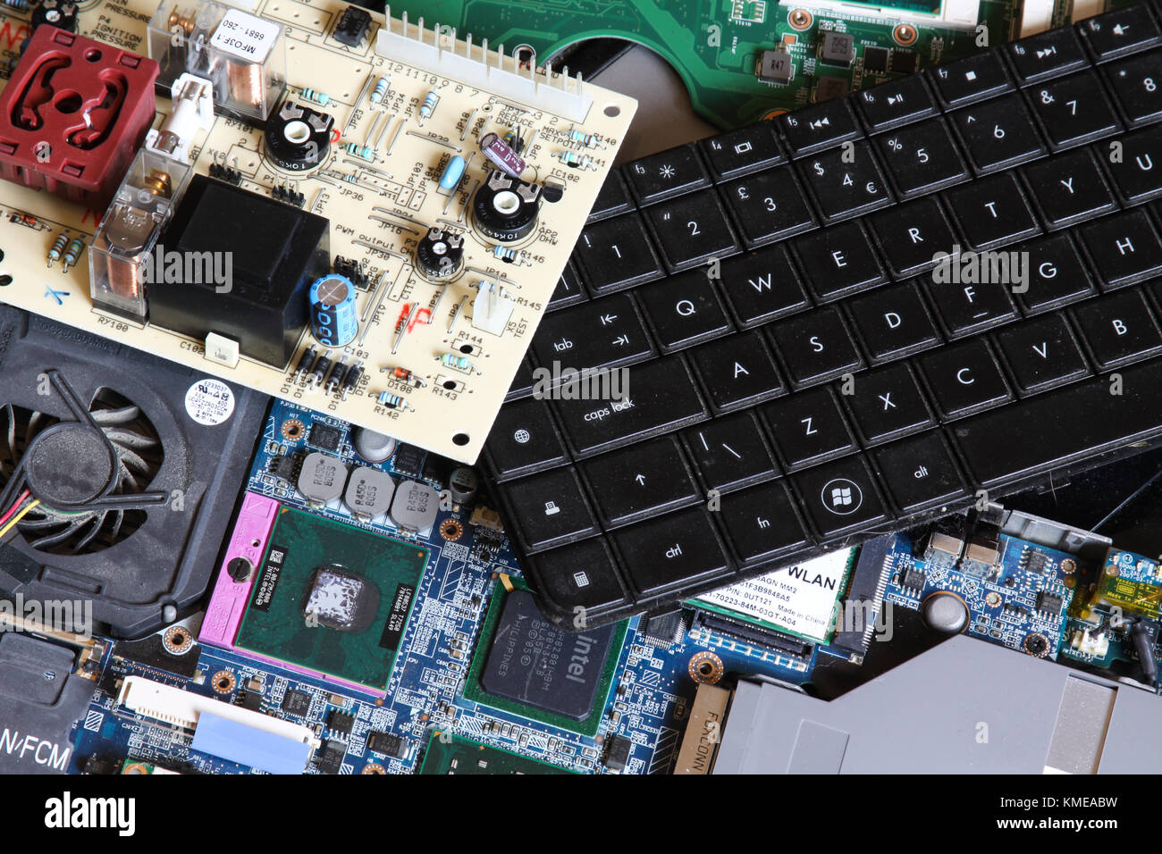 Abfälle Leiterplatten und Computern. Großbritannien Stockfoto