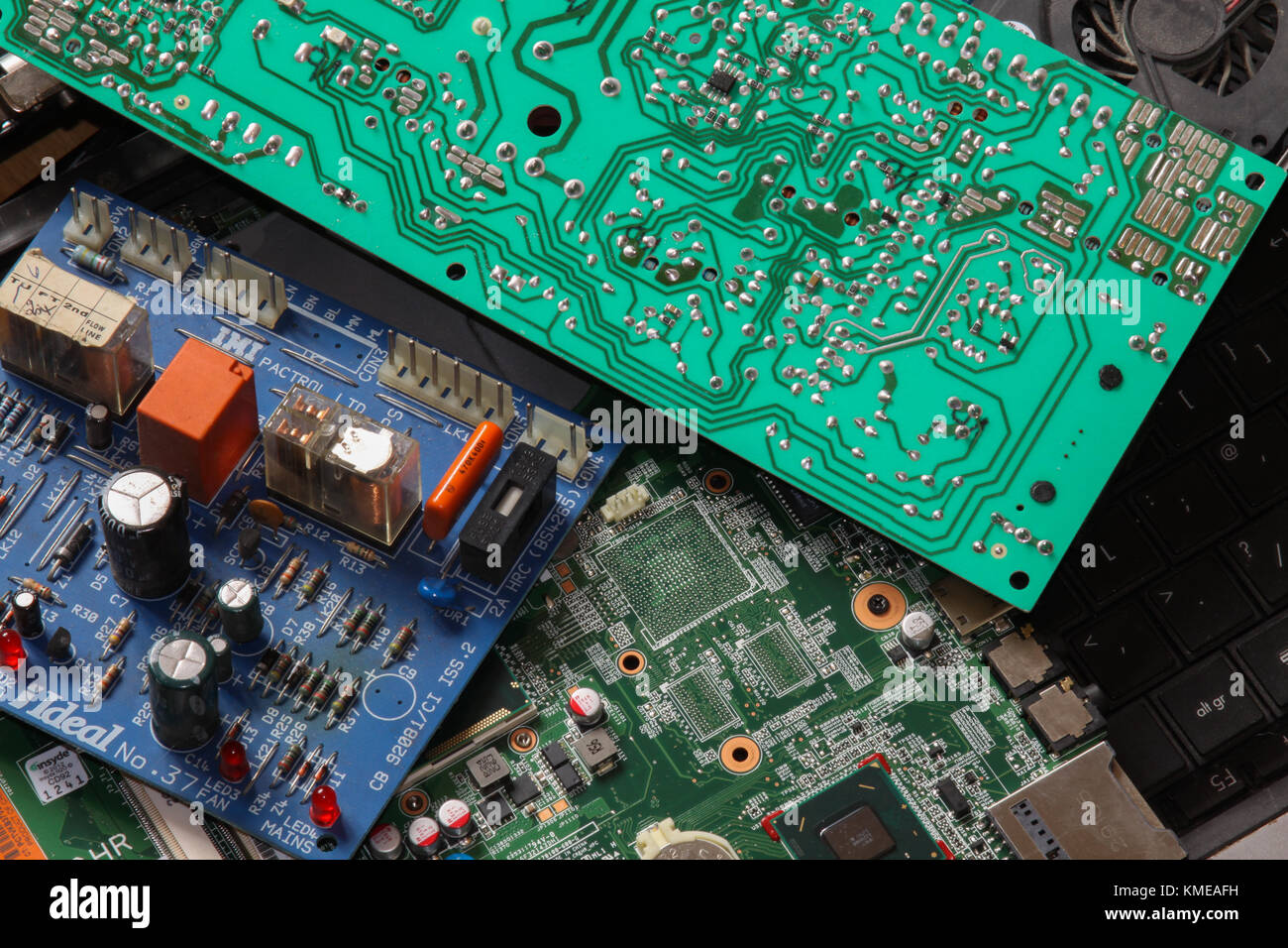 Abfälle Leiterplatten und Computern. Großbritannien Stockfoto