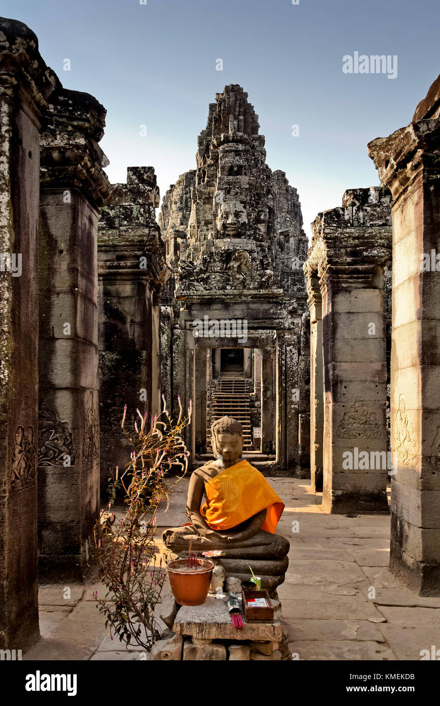 Buddha in Tempel Bayon, Angkor Wat, Kambodscha, Asien, Stockfoto