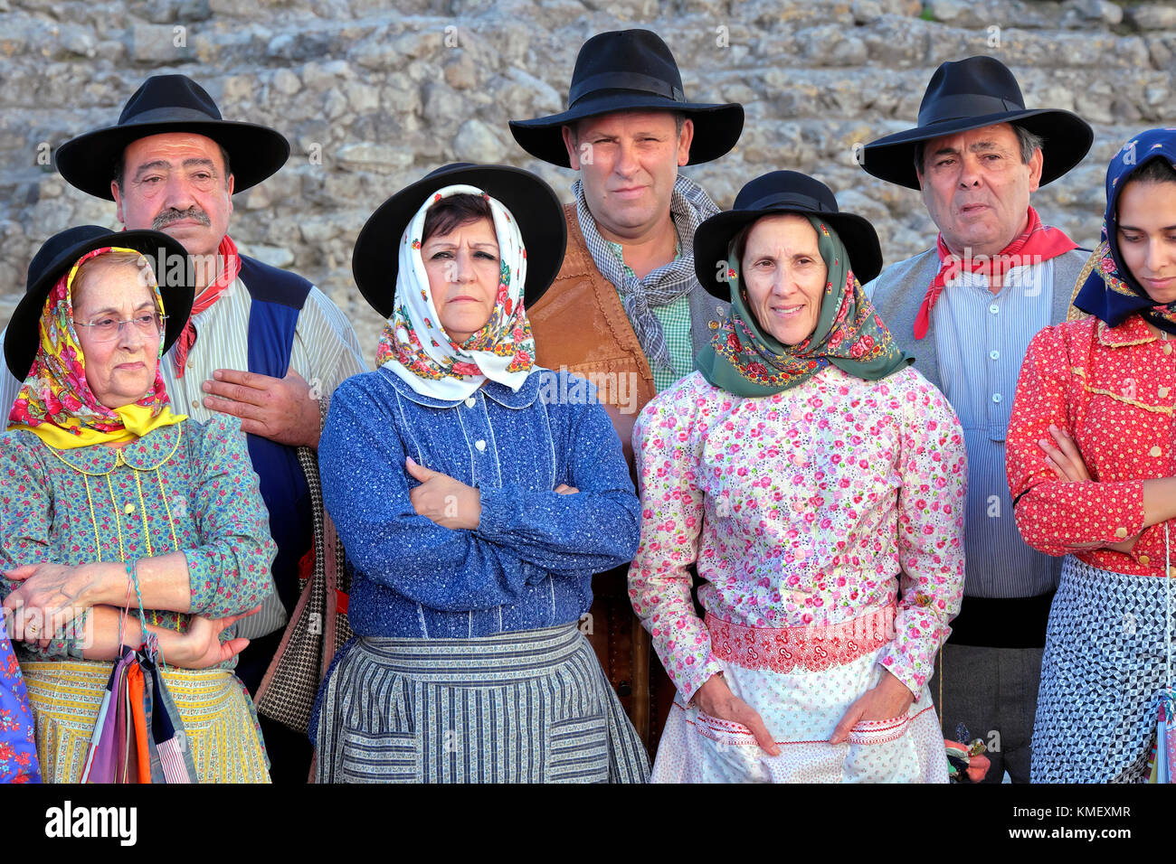 Mitglieder der lokalen folk Gesang Gruppe Grupo Cantares, Évora, Portugal Stockfoto