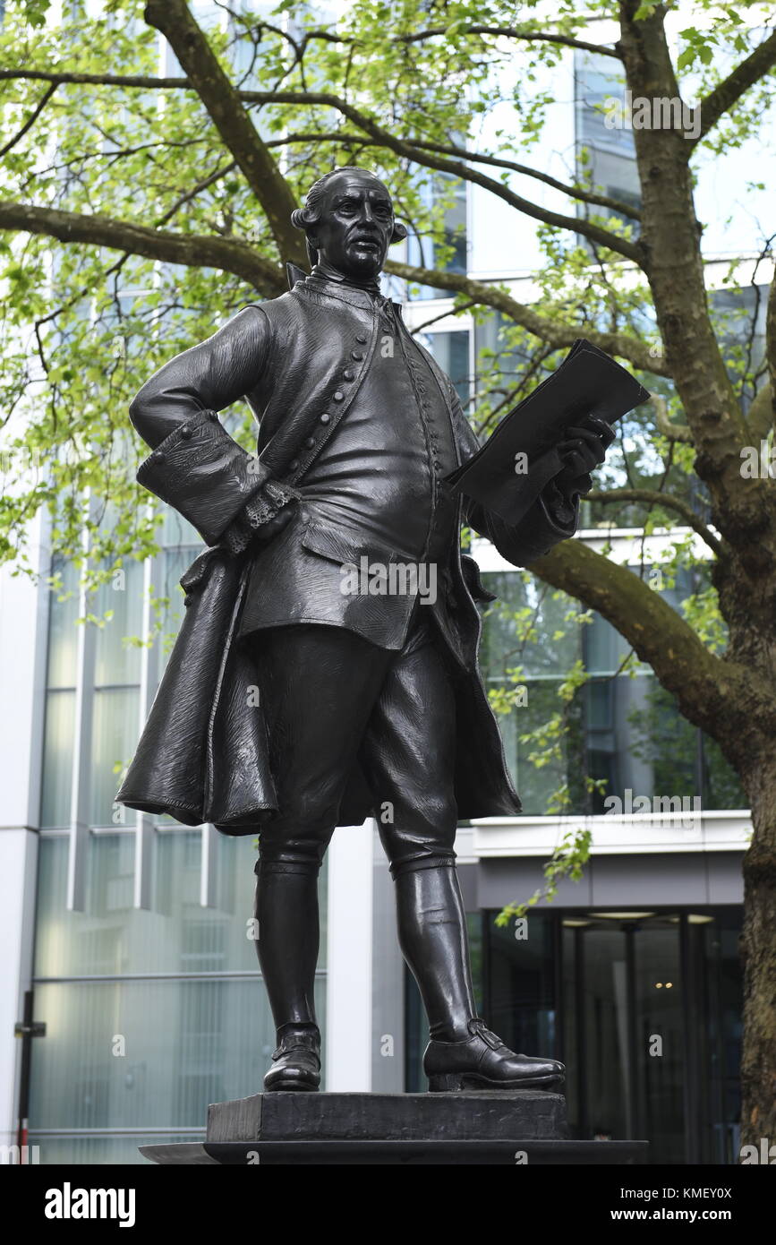 John Wilkes 1727 - 1797, Mitglied des Parlaments und Herrn Bürgermeister von London Statue. Die Statue steht innerhalb der Stadt von London, auf Fetter Lane Stockfoto