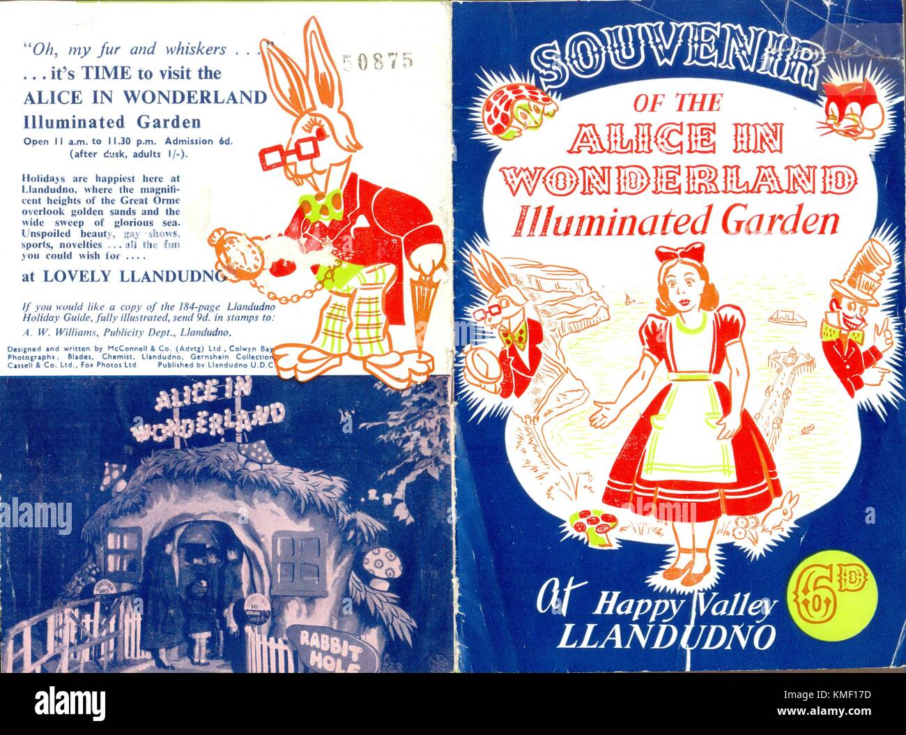 Souvenir des Alice im Wunderland beleuchteten Garten Stockfoto