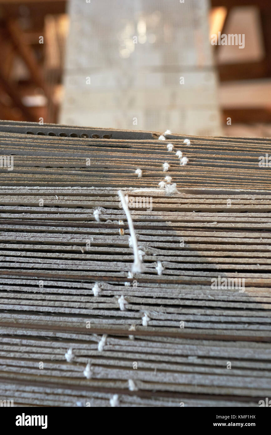 Die Lochkarten aus dem 19. Jahrhundert Jacquard Textil Webstuhl Stockfoto