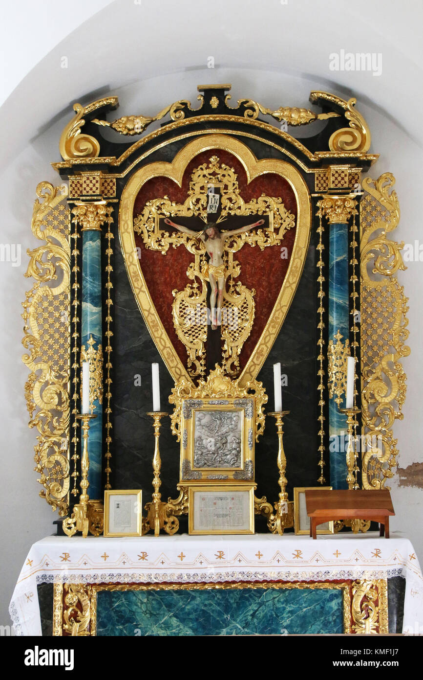 Maihingen, Kirche, Altar, Donau Ries, schwaben, bayern, deutschland, Ries Museum, zivilisierten Landes Ries, Kirche, Altar, donau-ries, schwaben, bayern, de Stockfoto