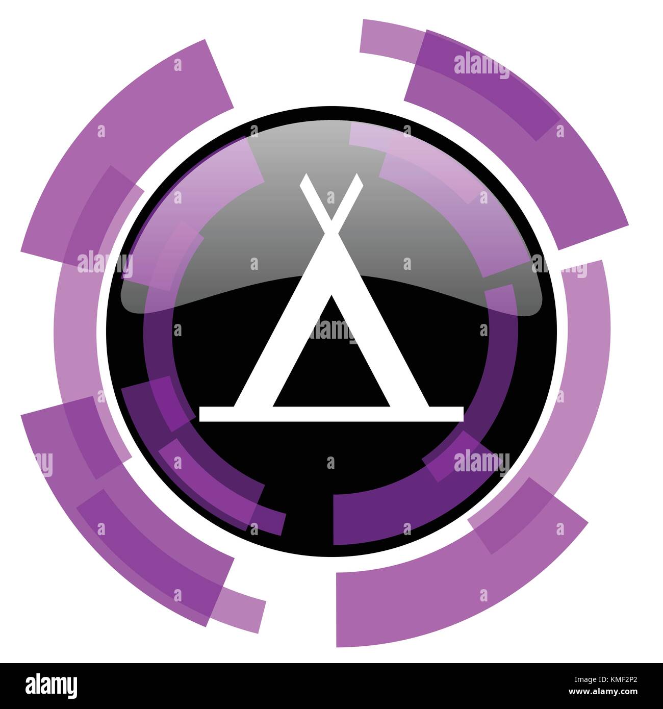 Camp rosa violett modern Design vector Web und Smartphone Symbol. Runde Schaltfläche in der Eps 10 auf weißem Hintergrund. Stock Vektor