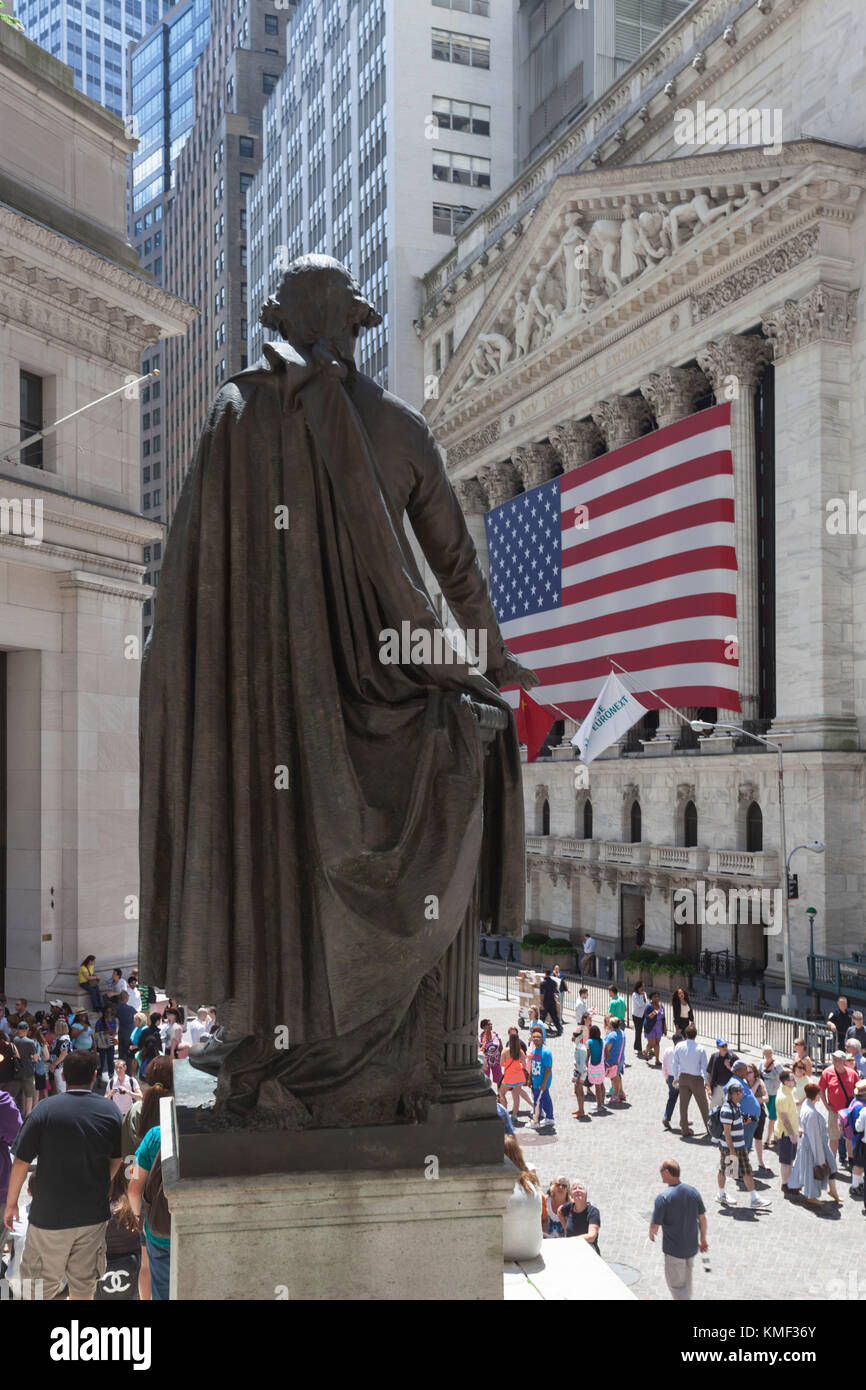 Statue von George Washington, New York Stock Exchange, Wall Street New York City Stockfoto