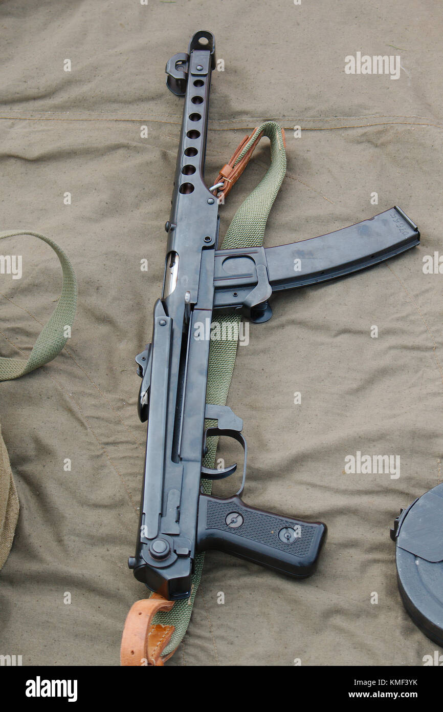 Weltkrieg 2 Ära historischen russischen Maschinenpistole. Stockfoto