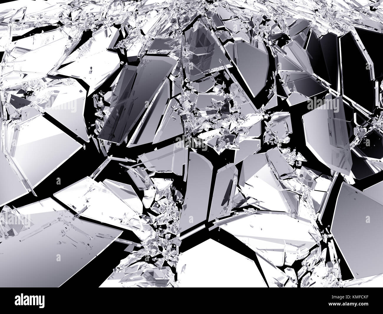 Zerbrochenes Glas Stücke isoliert auf Schwarz. große Auflösung Stockfoto