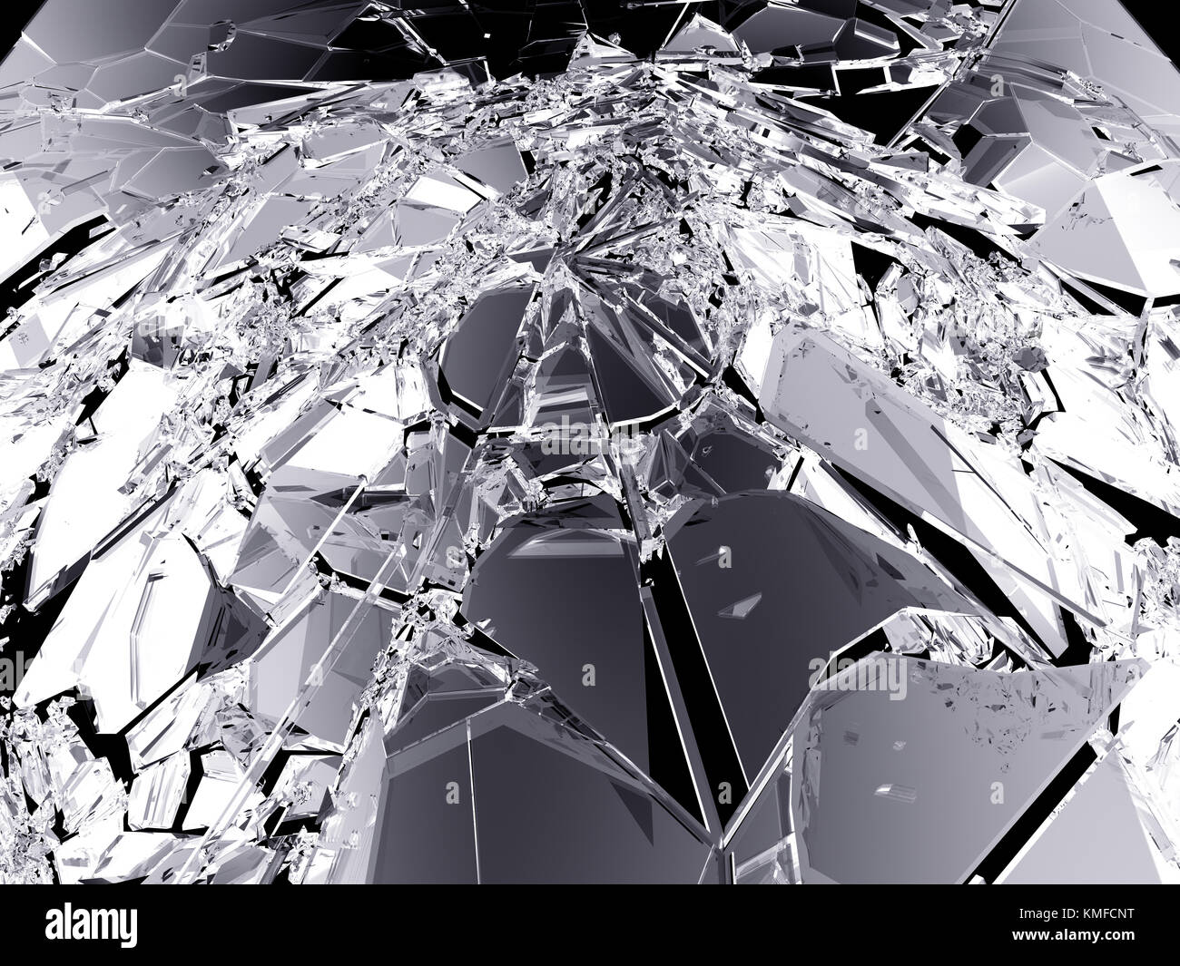 Stücke abgerissen oder Glas schwarz große Auflösung zerbrochen Stockfoto