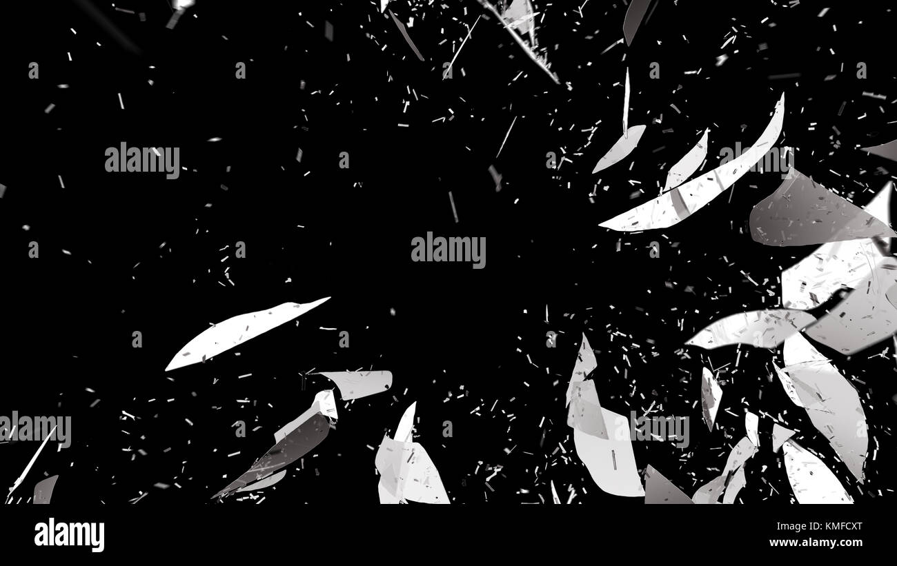 Zerstörte Glas mit Bewegungsunschärfe auf Schwarz. hohe Auflösung Stockfoto