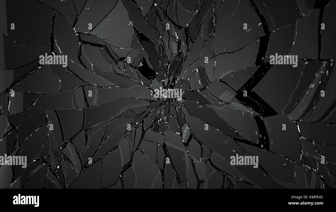 Stücke aufgeteilt oder Glasscherben auf Schwarz. große Auflösung Stockfoto