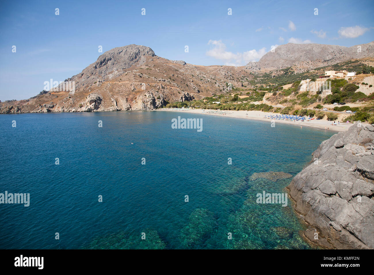 Strand in Plakias souda Dorf, Insel Kreta, Griechenland, Europa Stockfoto