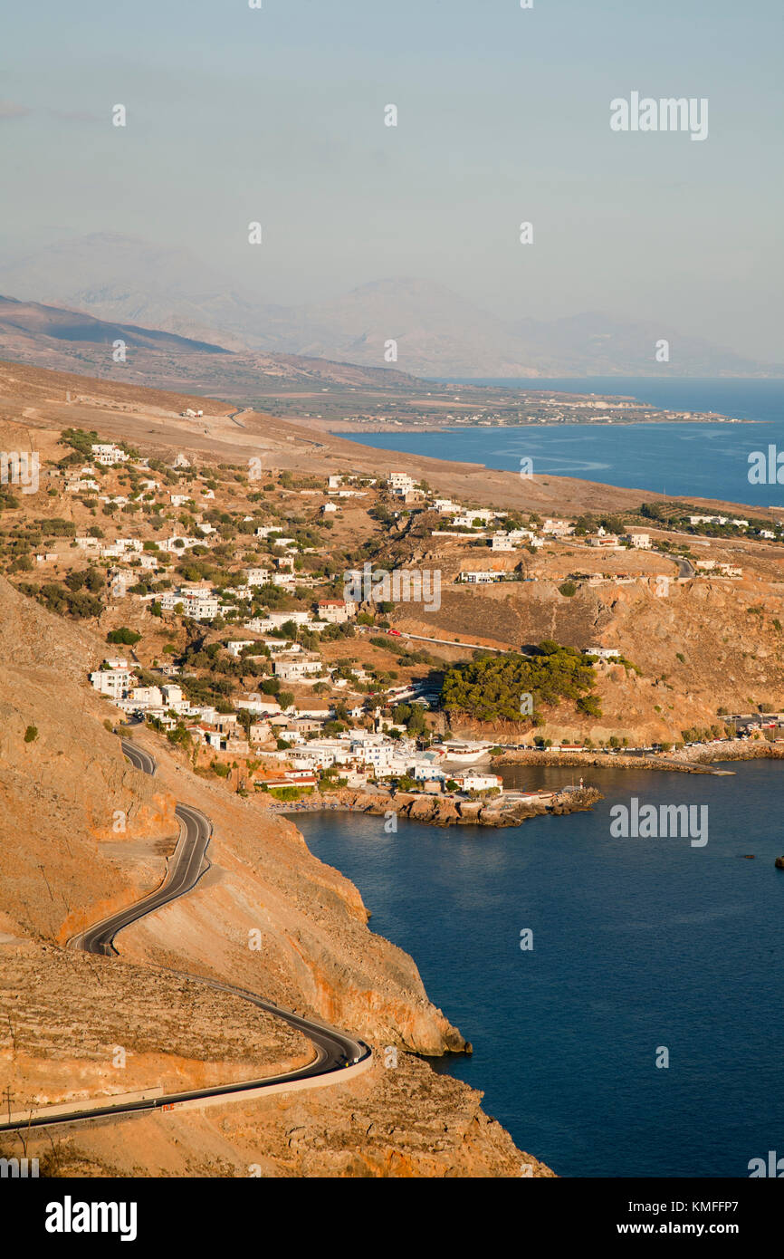 Ansicht mit sfakia Village, Insel Kreta, Griechenland, Europa Stockfoto