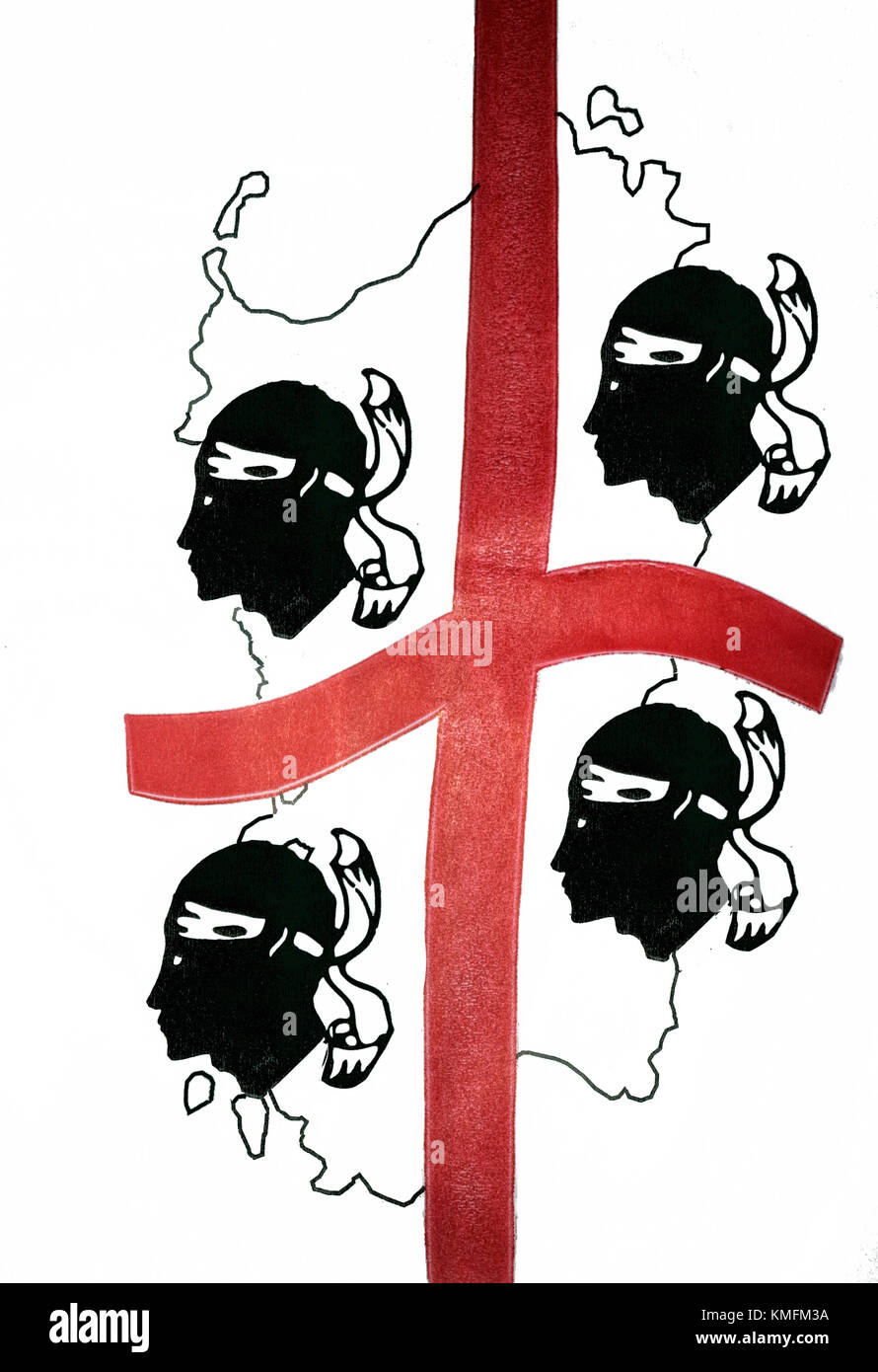 Die 'Fuss Mauren', das Symbol von Sardinien Stockfoto