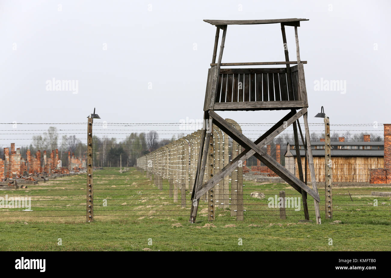 Auschwitz II Birkenau. Polen. Das größte nationalsozialistische Konzentrationslager in Europa und nun das Staatliche Museum Auschwitz - Birkenau. Stockfoto