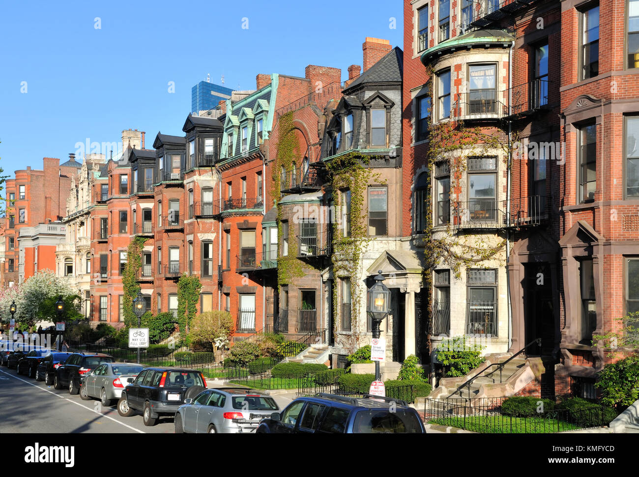 Back Bay Apartment Gebäuden. Boston denkmalgeschützte Nachbarschaft Stockfoto