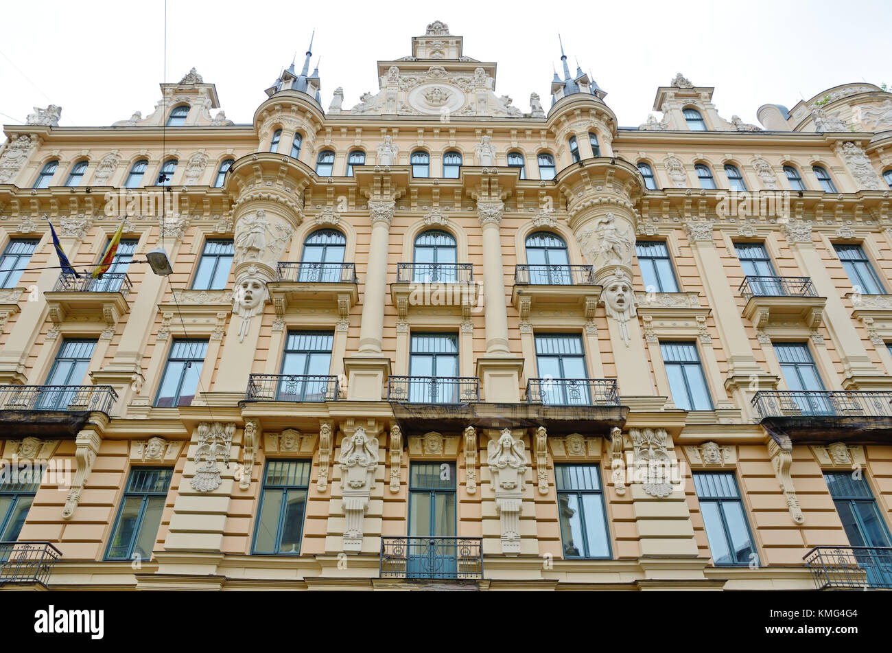 Architektur im Jugendstil in Riga Stockfoto