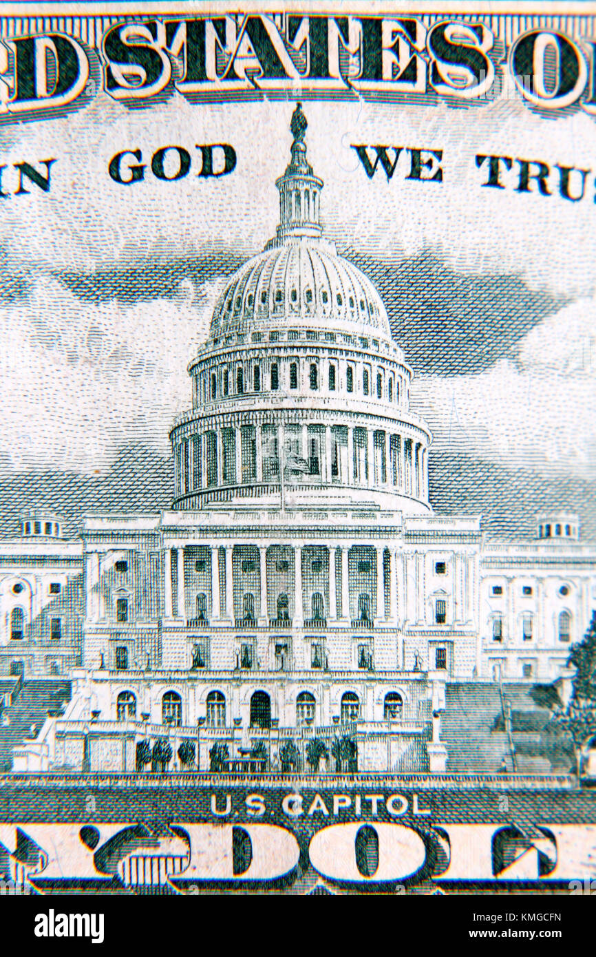 Nahaufnahme der Rückseite der amerikanischen 50 Dollar Bill Stockfoto