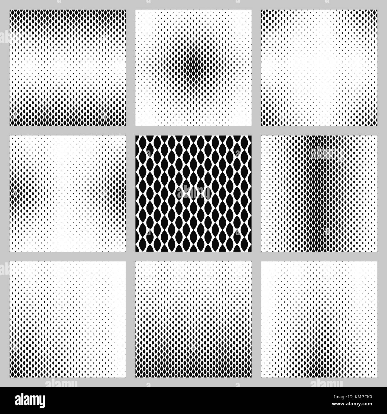 Monochrome gebogene Form Muster Hintergrund einstellen Stock Vektor