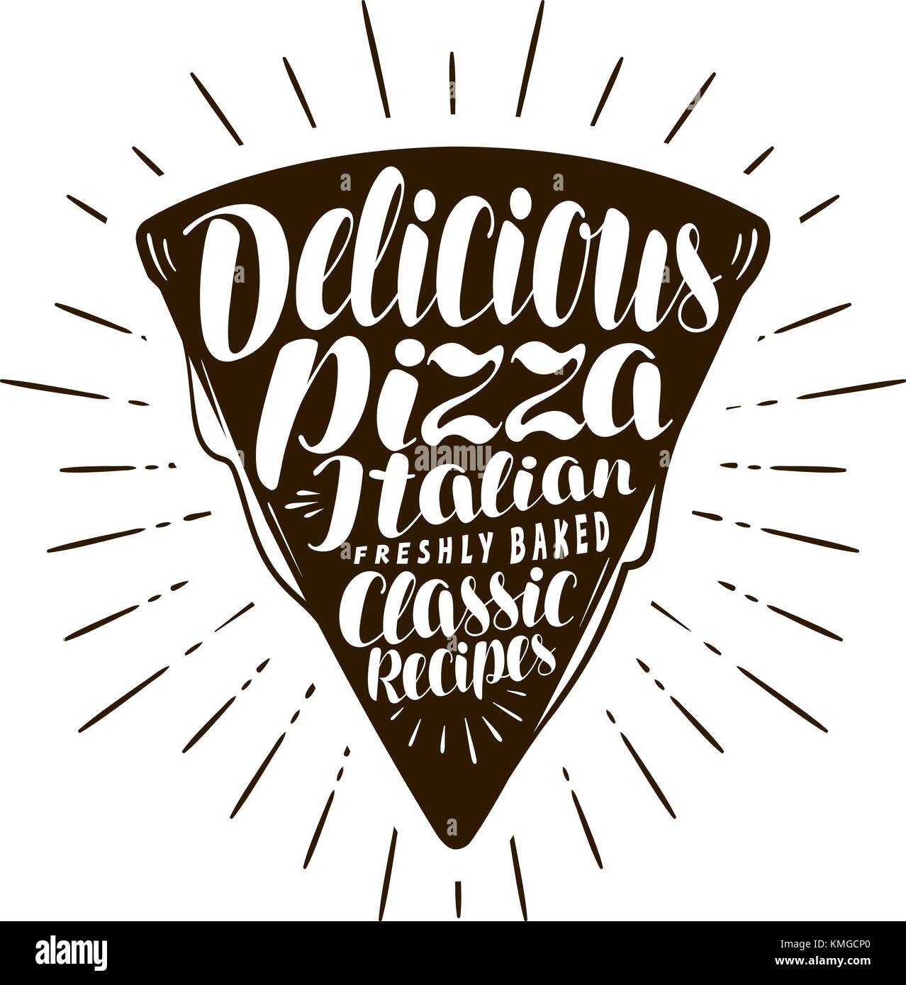 Pizza, Fast-Food-Konzept. Element für Design-Menü Restaurant oder Café. Handgeschriebene Vektor-Illustration Stock Vektor
