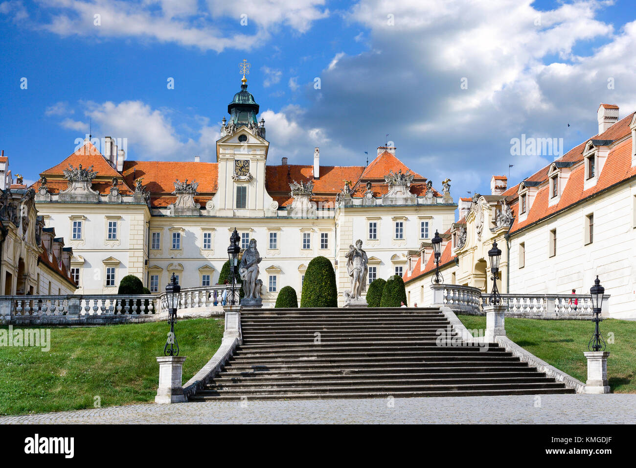 barockschloss Valtice, Lednice-Valtice Kulturlandschaft (UNESCO, nationales Kulturdenkmal), Südmähren, Tschechische republik Stockfoto