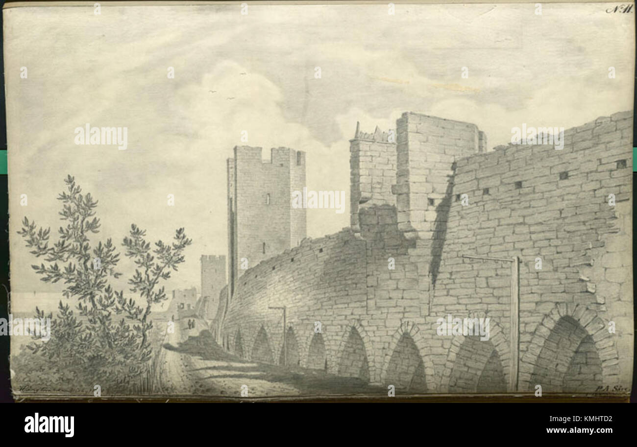 Die Ringmauer von Visby ist eine mittelalterliche Steinmauer, die die Stadt Visby auf der schwedischen Insel Gotland umgibt und für ihre historische und architektonische Bedeutung bekannt ist. Stockfoto