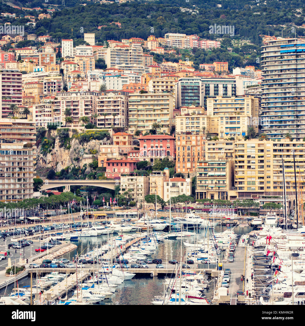Hafen von Monaco, Monte Carlo, anzeigen. square gefiltert Schuß Stockfoto
