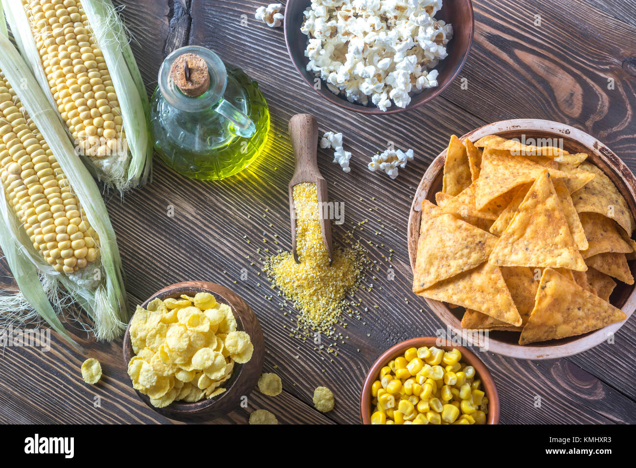 Variation von Mais Produkte Stockfotografie - Alamy