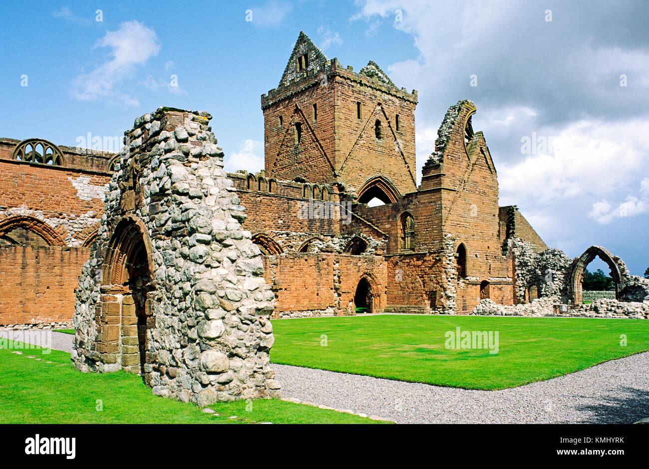 Sweetheart Abbey südlich von Dumfries in Dumfries und Galloway Region SW Schottlands. Ein Zisterzienserkloster, gegründet im Jahre 1275 Stockfoto